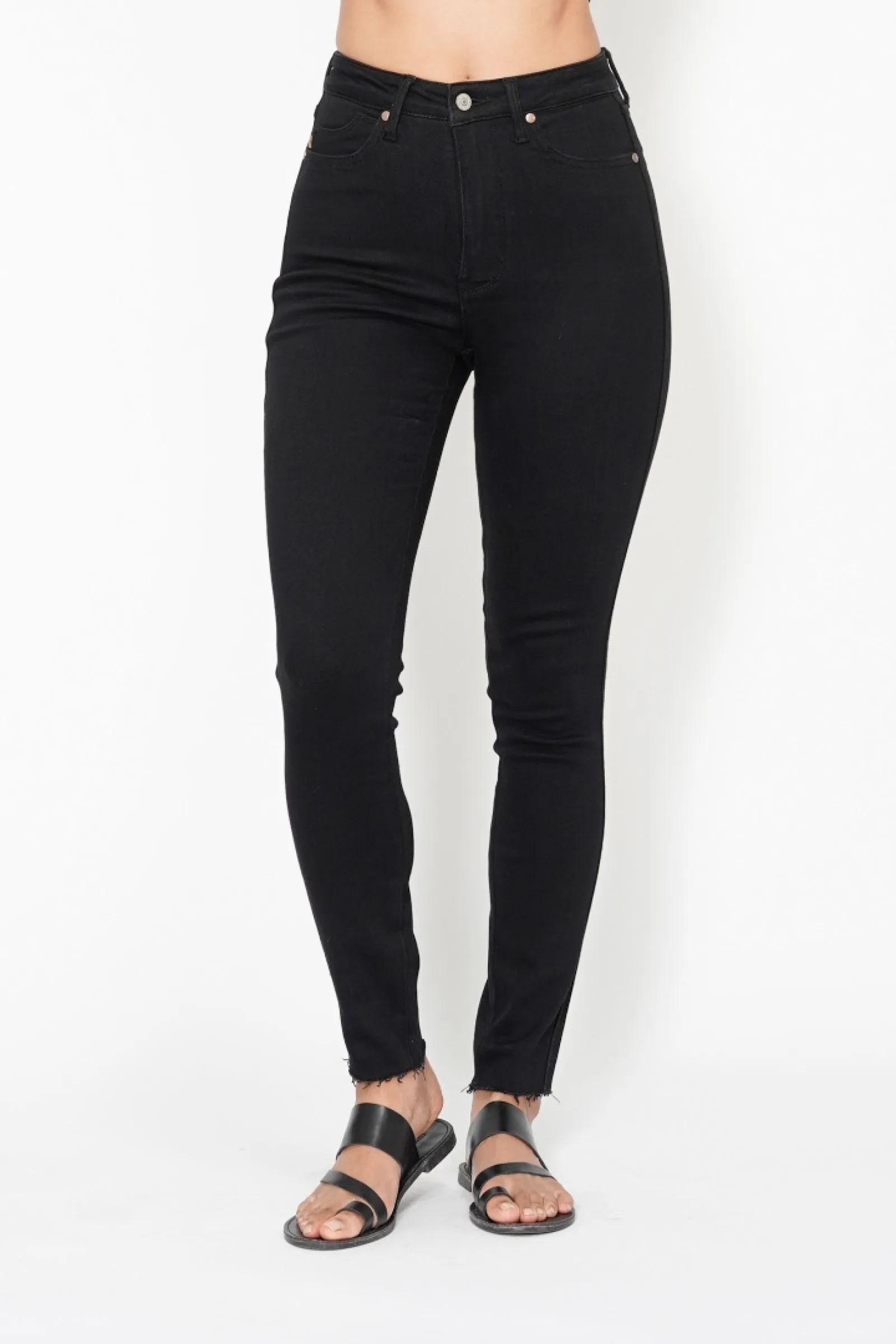 Judy Blue Full Size High Waisted Tummy Control Shield Pockets Skinny Jeans Plus Size Black