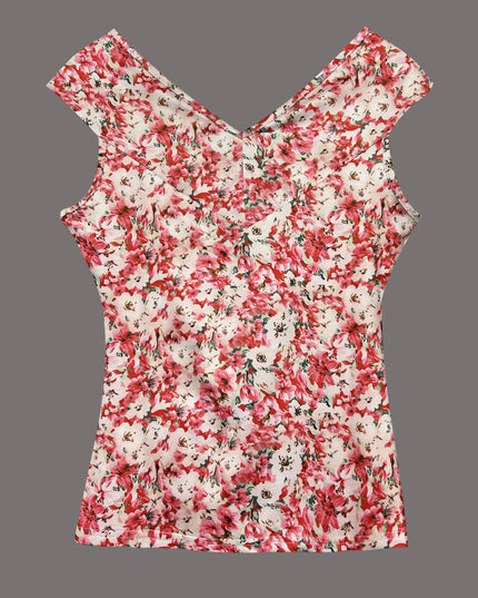 Twisted Front Floral Print Sleeveless Top
