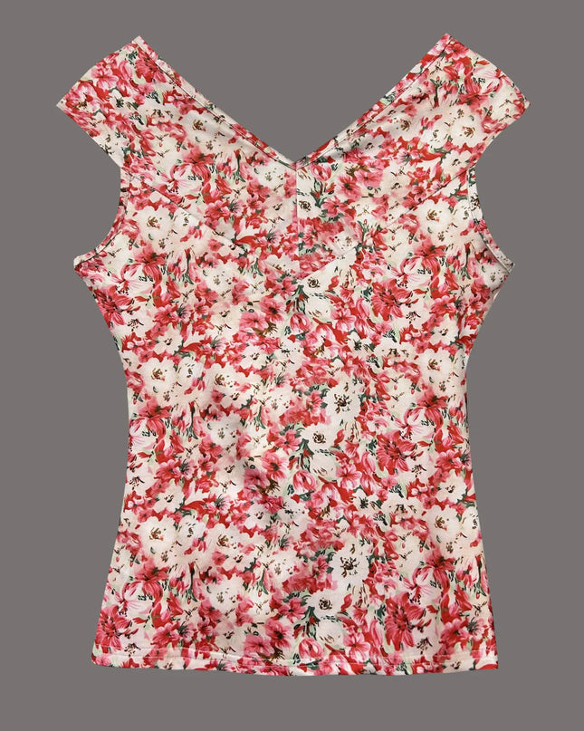 Twisted Front Floral Print Sleeveless Top