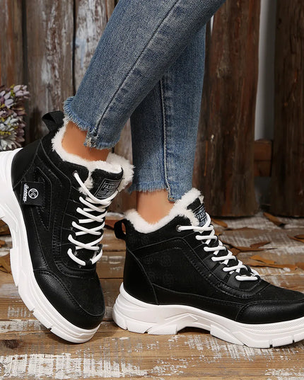 High-Top Platform Chunky Sneaker Boots with Lace-Up