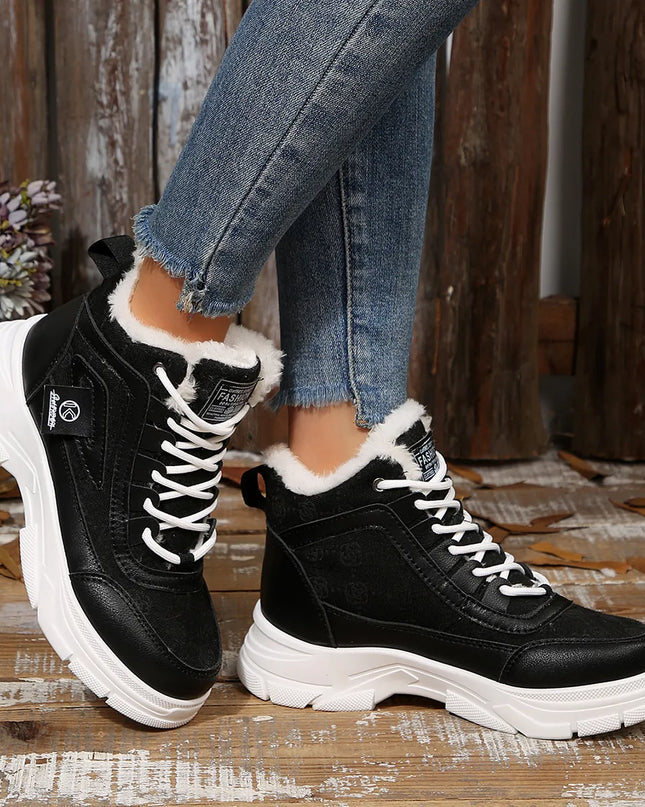 High-Top Platform Chunky Sneaker Boots with Lace-Up