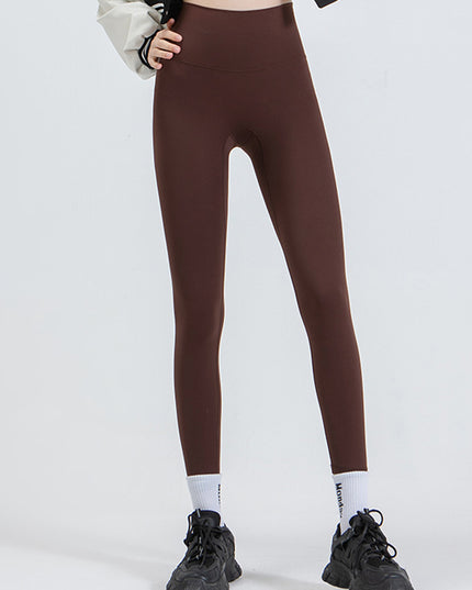 Wide Waistband Sports Leggings Chocolate
