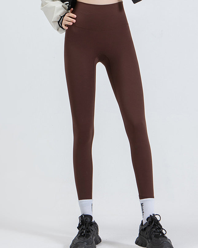 Wide Waistband Sports Leggings Chocolate