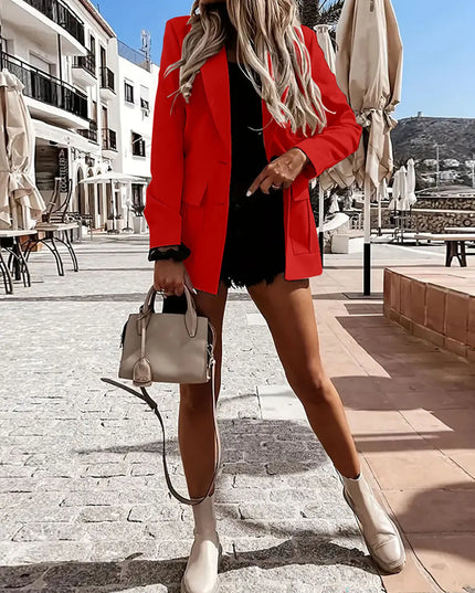 Lapel Collar Long Sleeve Blazer