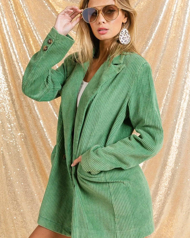 BiBi Vintage Washed Peak Lapel Double Breasted Blazer