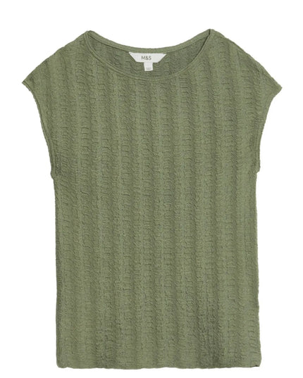 Round Neck Cap Sleeve Top and Pants Set