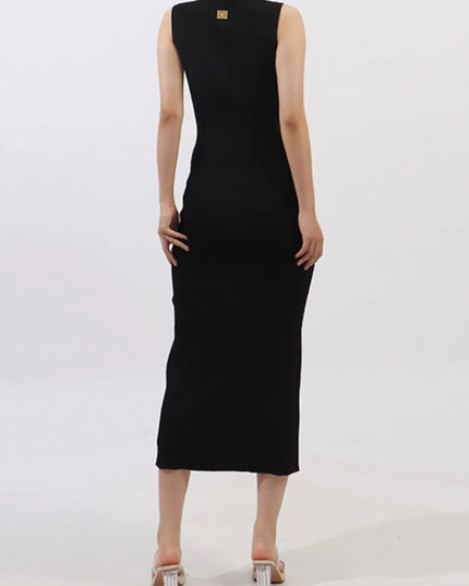 Slit Round Neck Sleeveless Dress