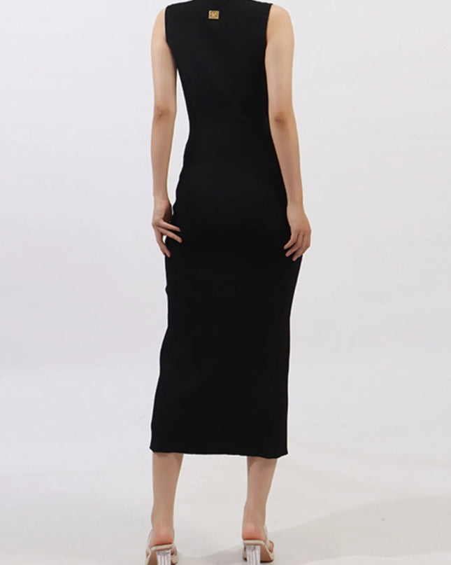 Slit Round Neck Sleeveless Dress