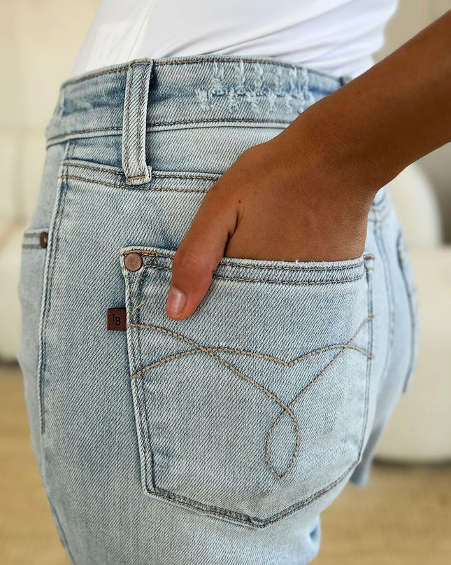 Judy Blue Full Size High Waist Distressed Straight Jeans