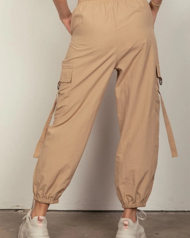 VERY J Elastic Waist Woven Cargo Pants
