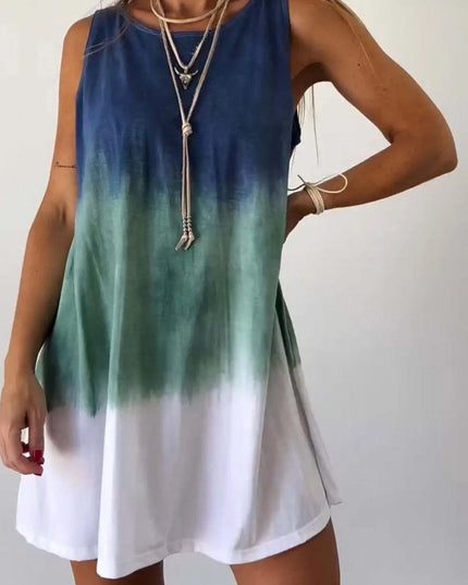 Full Size Tie-Dye Sleeveless Mini Tank Dress Plus Size 