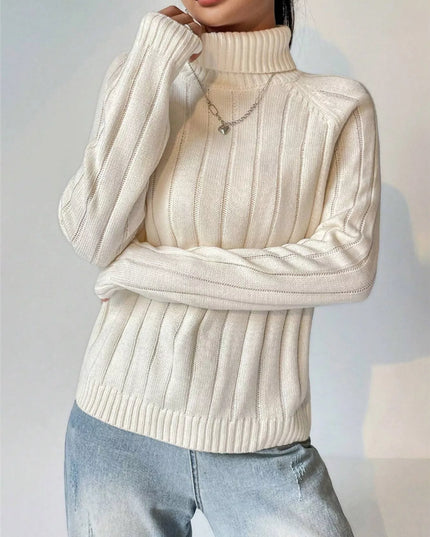 Ribbed Turtleneck Long Sleeve Sweater