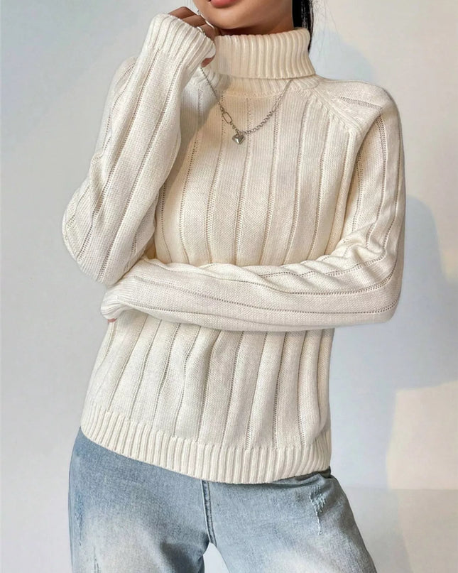 Ribbed Turtleneck Long Sleeve Sweater