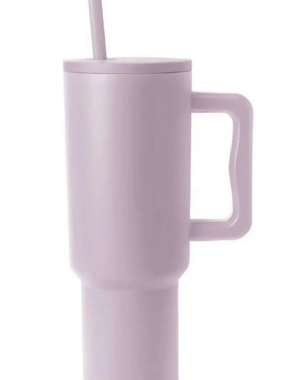 Monochromatic Stainless Steel Tumbler with Matching Straw Pink Purple One Size