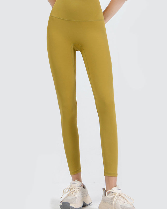 Wide Waistband Sports Leggings Banana Yellow