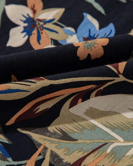 Floral Shirred High Waist Wide Leg Pants with Tie