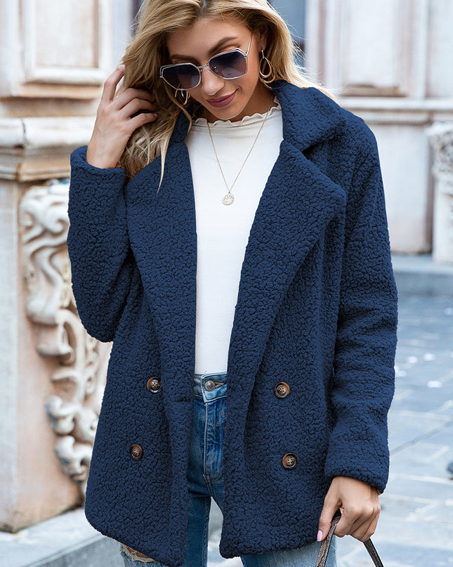 Ivy Lane Full Size Lapel Collar Sherpa Coat