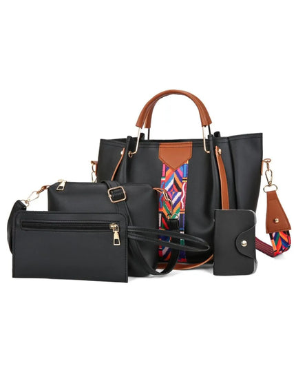 4-Piece Geometric Strap Bag Set 
