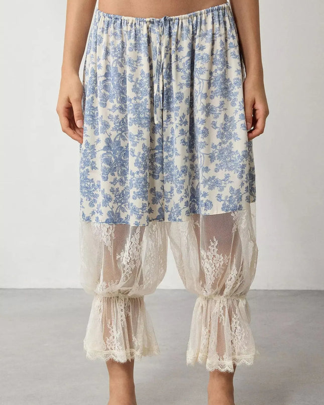 Floral Lace Patchwork Pants