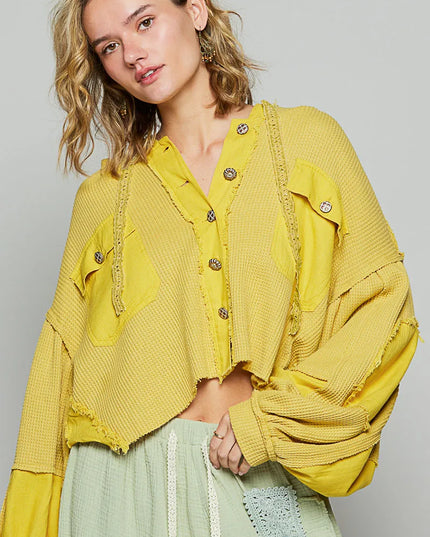 POL Raw Hem Cropped Hooded Jacket