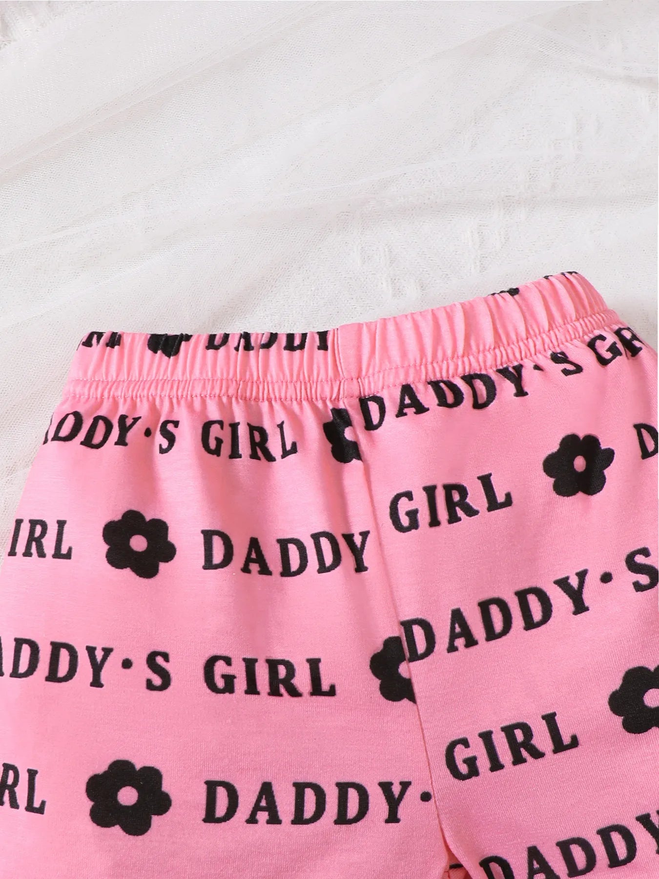 Children's Headband Letter Ruffle Sleeve Top and Shorts 3-Piece Set