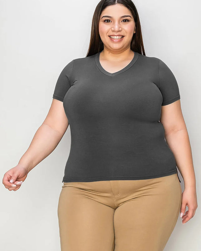 Basic Bae Full Size V-Neck High-Low T-Shirt