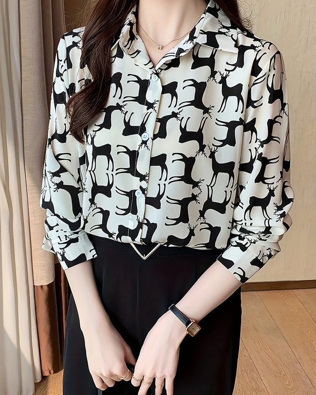 Printed Button-Up Long Sleeve Shirt