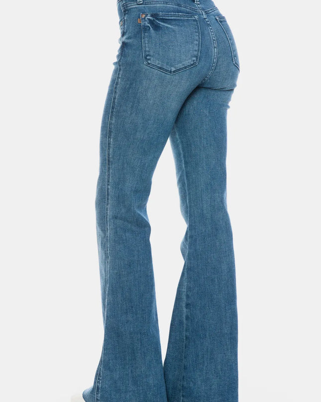 Judy Blue Full Size Tummy Control Cut Hem Flare Jeans