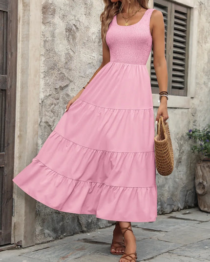 Ivy Lane Smocked Scoop Neck Sleeveless Tank Dress 