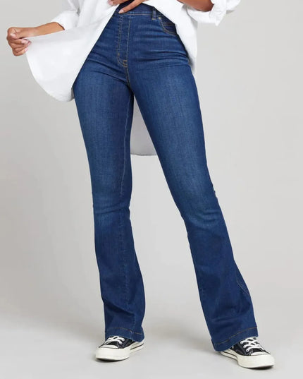 Full Size High-Waisted Flare Jeans Plus Size Dark Blue