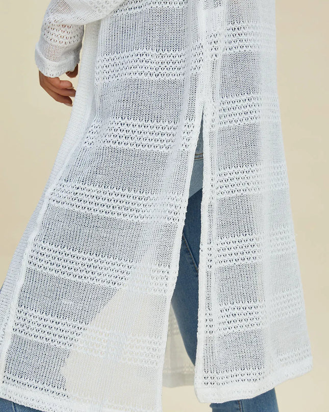 Double Take Full Size Open Front Longline Cardigan 