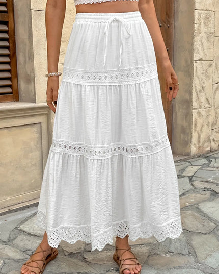 Lace Detail Elastic Waist Skirt 