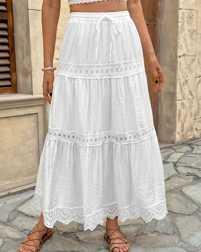 Lace Detail Elastic Waist Skirt 