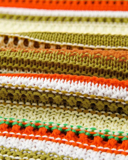 Openwork Stripe Sleeveless Sweater Dress