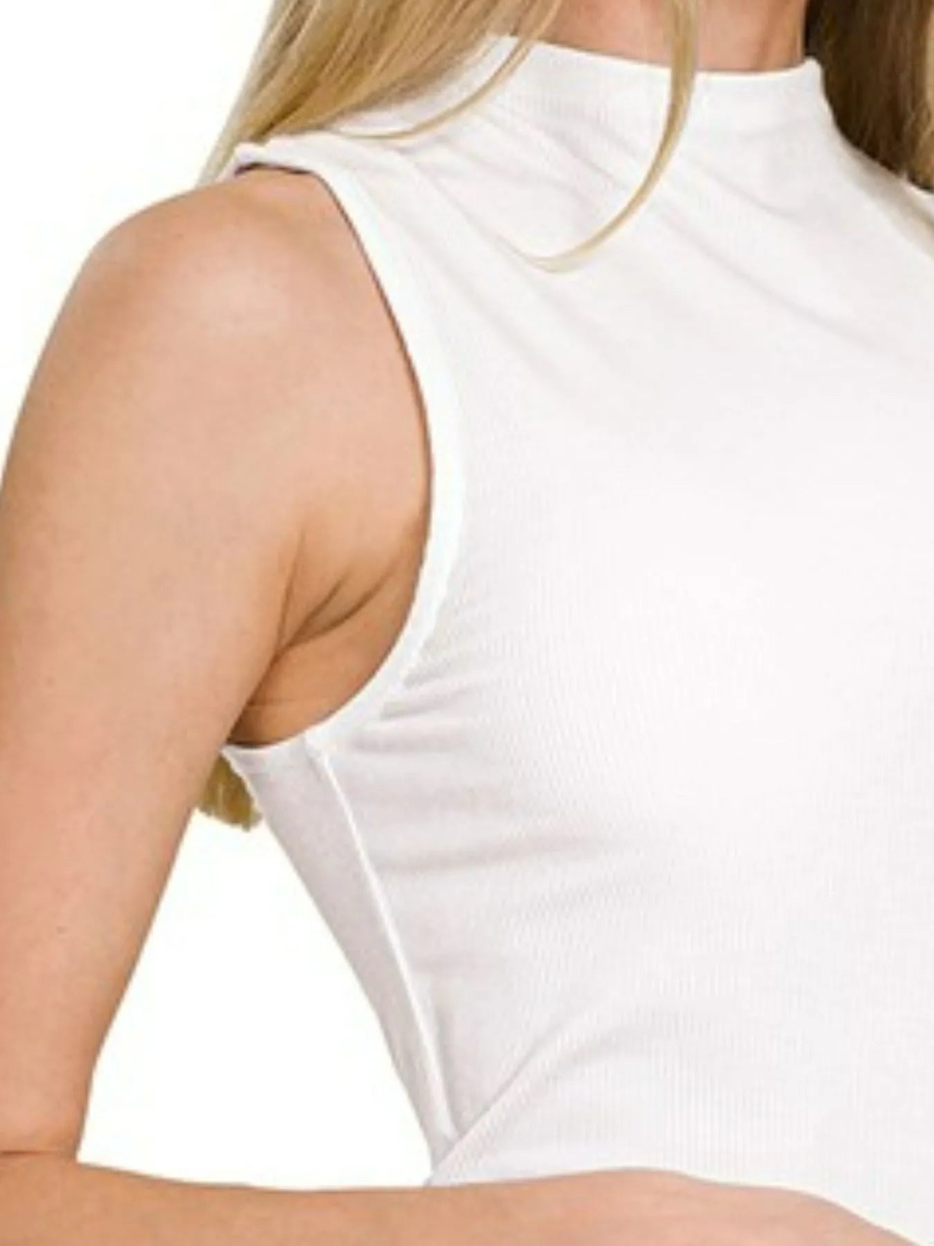 Zenana Ribbed Sleeveless Mock Neck Top