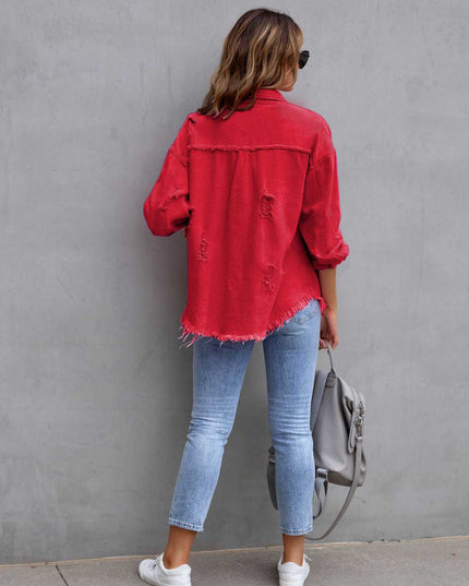 Distressed Drop Shoulder Denim Jacket