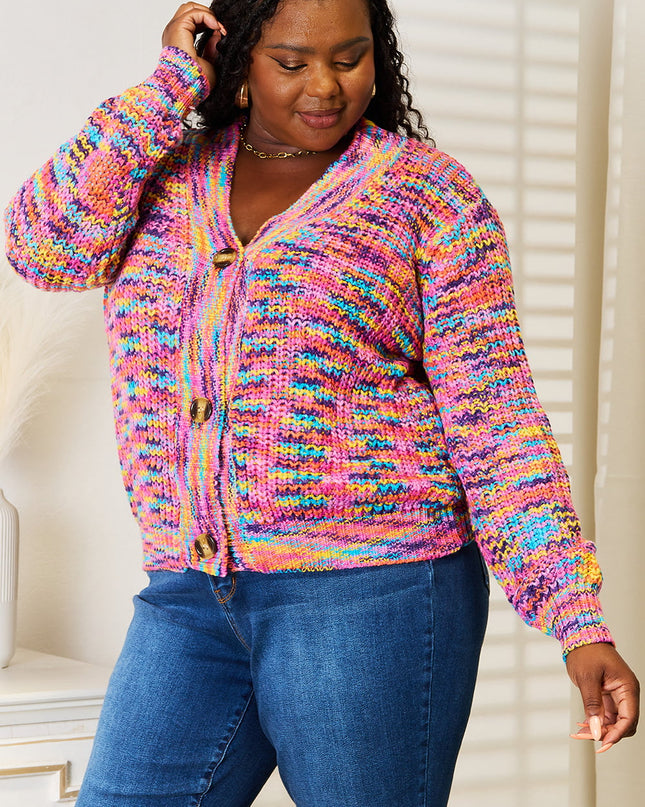 Angel Wings Woven Right V-Neck Long Sleeve Cardigan