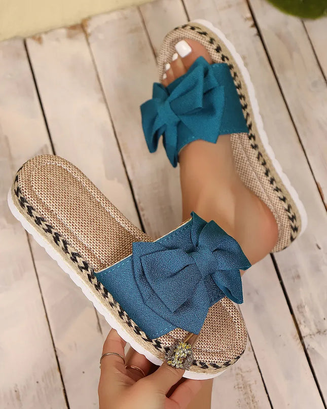 Bow Open Toe Platform Sandals 