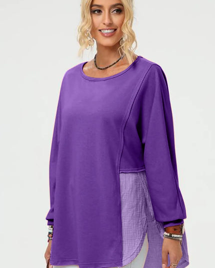 Double Take Full Size Long Sleeve High-Low T-Shirt