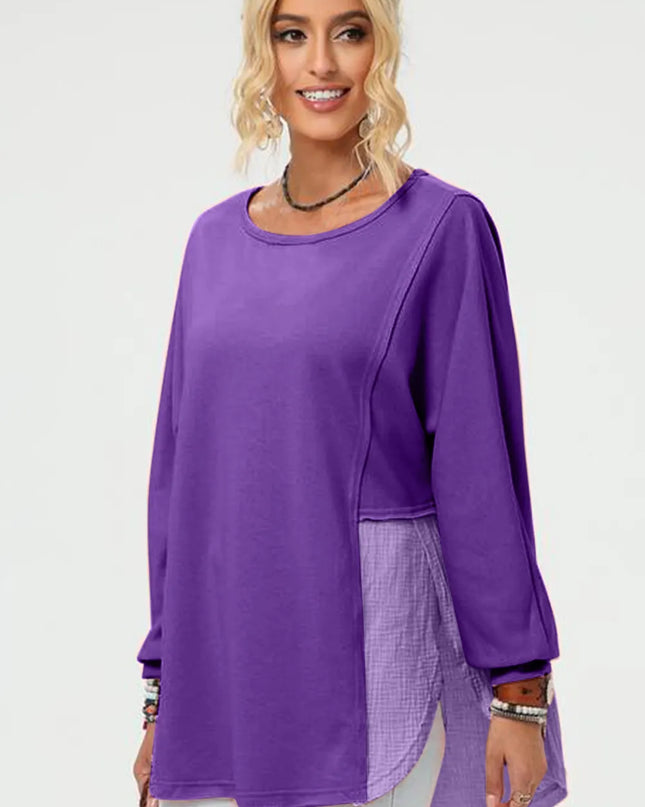 Double Take Full Size Long Sleeve High-Low T-Shirt