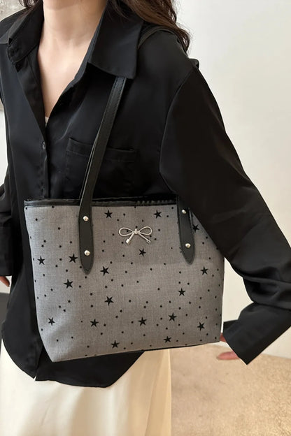 Bow Trim Polyester Tote Bag 