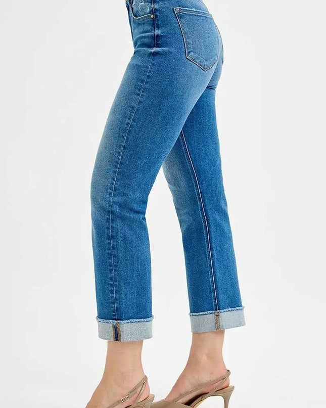RISEN Full Size High Rise Boyfriend Fit Ankle Jeans Plus SIze