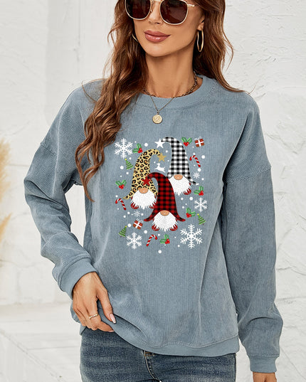 Faceless Gnome Graphic Drop Shoulder Sweatshirt Light Blue