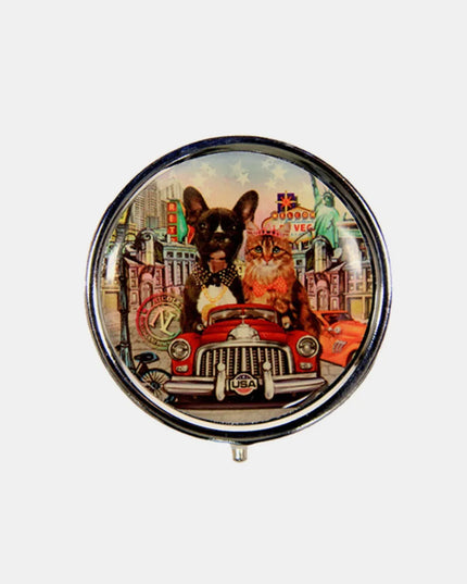 Nicole Lee USA Print Metallic Circular Small Pill Case City Drive One Size