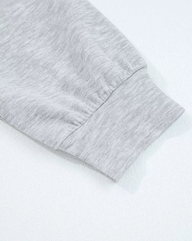 Zip Collar Long Sleeve Top and Drawstring Pants Set