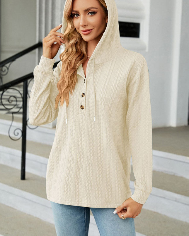 Cable-Knit Long Sleeve Hoodie