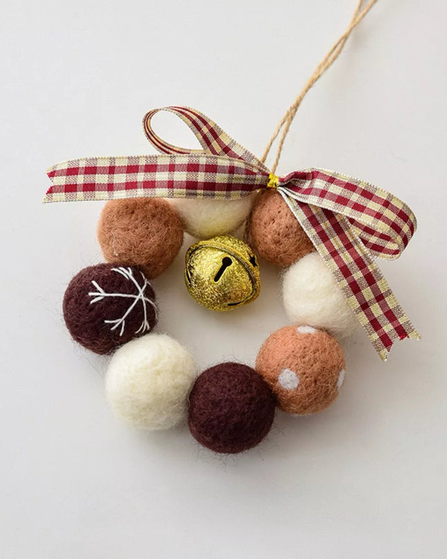 Christmas Felt Ball Garland Ornament Style C One Size
