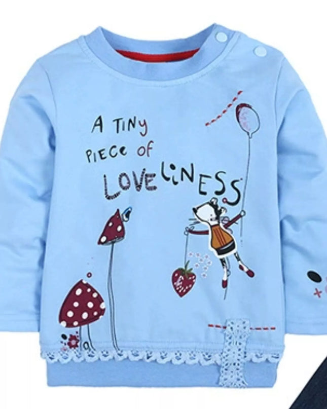 Children's Round Neck Top and Jeans Set