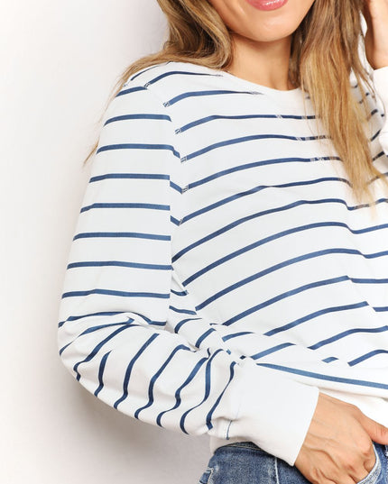 Double Take Striped Long Sleeve Round Neck Top
