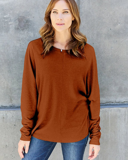 Double Take Full Size Round Neck Long Sleeve T-Shirt